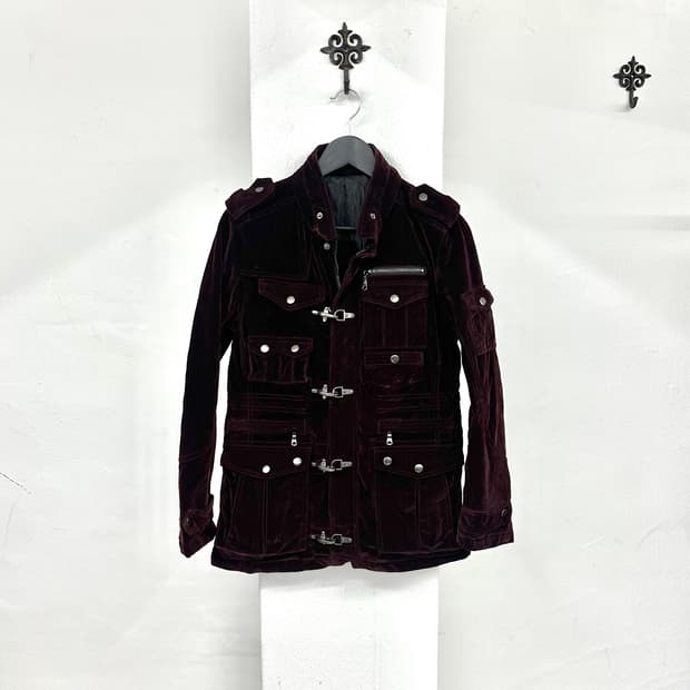 Semantic design burgundy velvet jacket
