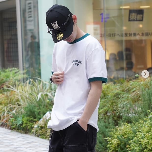 칼하트 WIP 링거 반팔 티셔츠 (S)