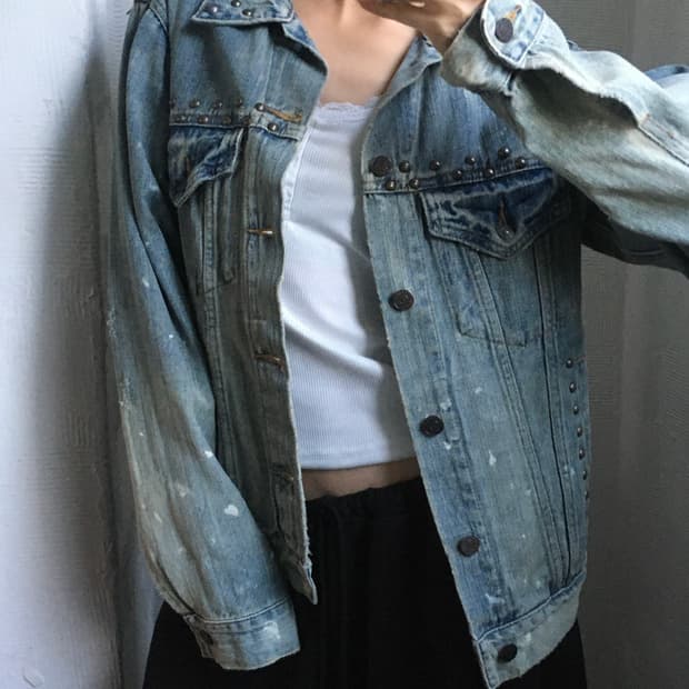 Denim&supply 데님 앤 서플라이 스터드 데님 트러커 자켓 