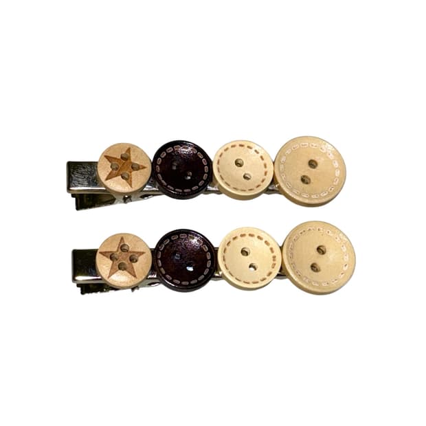 별 나무 단추 머리핀 1 pcs