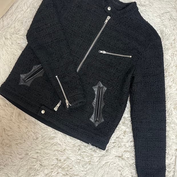 ONLY I EXIS 싱글 바이커 트위드 자켓 M