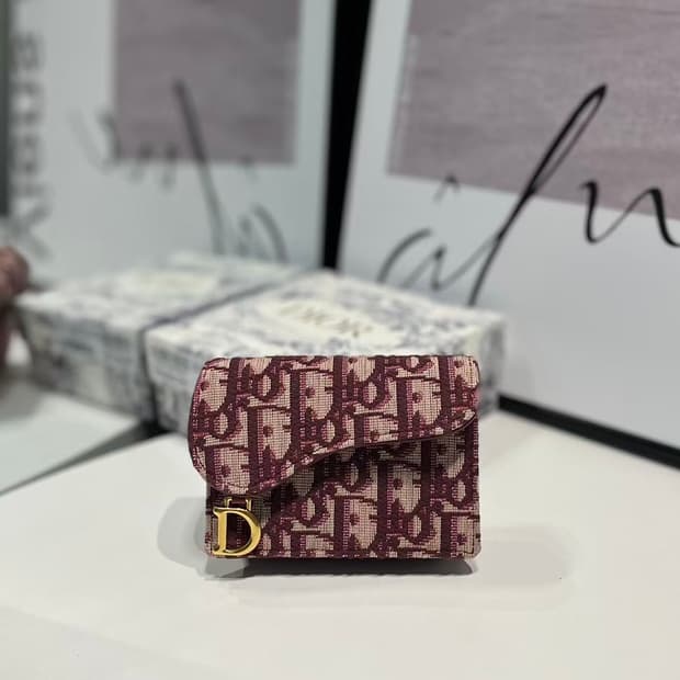 디올 새들 플랩 카드 홀더 그레이 디올 오블리크 자카드  