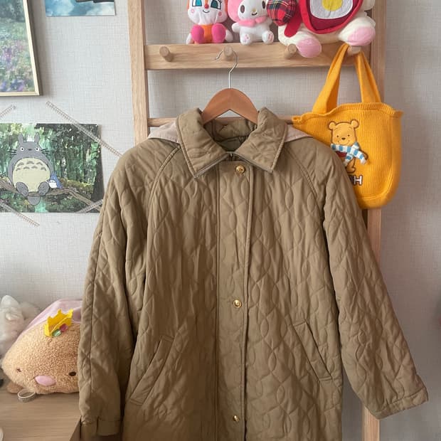 모리걸 빈티지 카라 후드 패딩