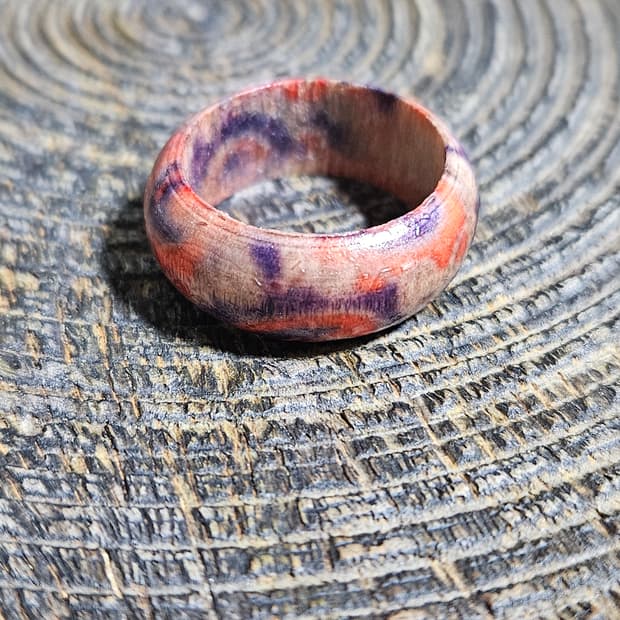 패턴 나무 반지 17호