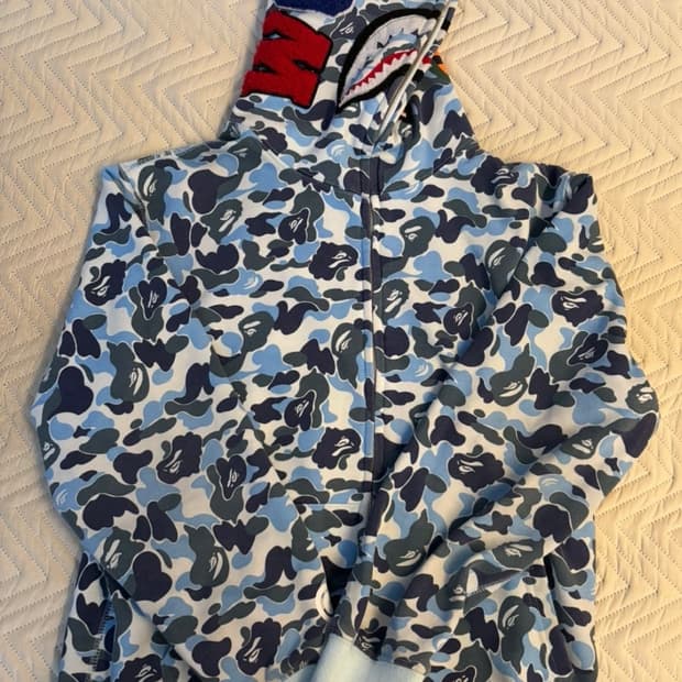 베이프 ABC 카모 샤크 풀 집 후드 블루 (정품)급처 