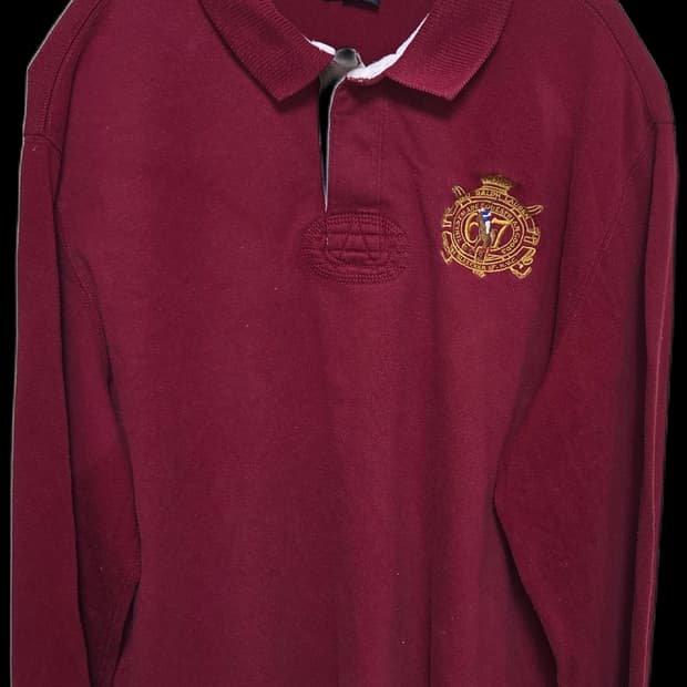 폴로 럭비 긴팔 버건디