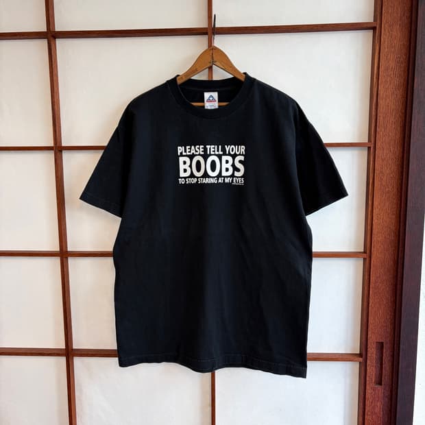 빈티지 메시지 티셔츠 L