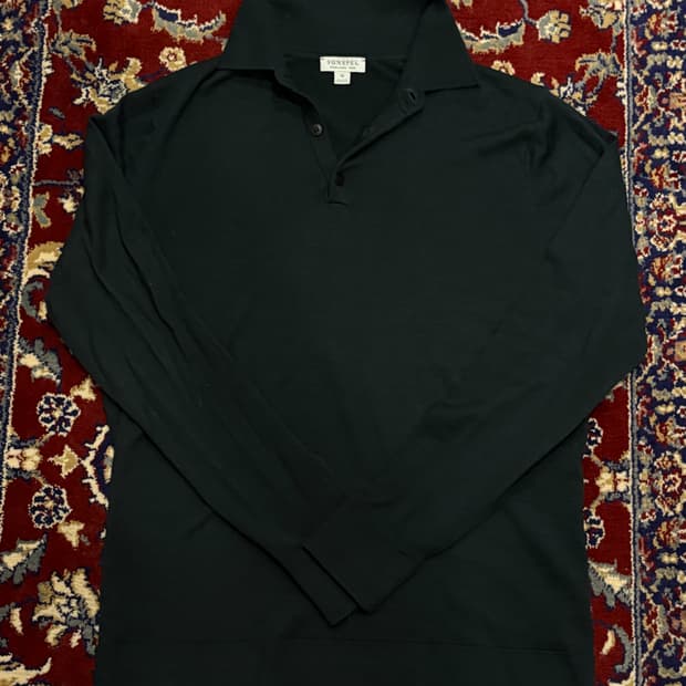 Sunspel 선스펠 다크그린 메리노울 피케셔츠