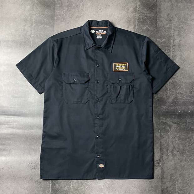 DICKIES 디키즈 빈티지 네이비 플랩포켓 반팔 워크 셔츠 A01009