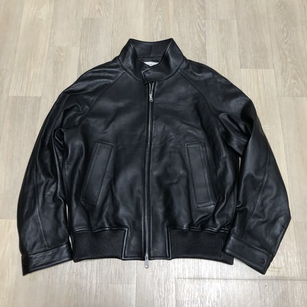 (L) 애프터프레이 AFTER PRAY 램스킨 리얼레더 해링턴 블루종