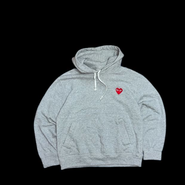 꼼데가르송 플레이 하트 그레이 후드티 ( 제니 후드티)