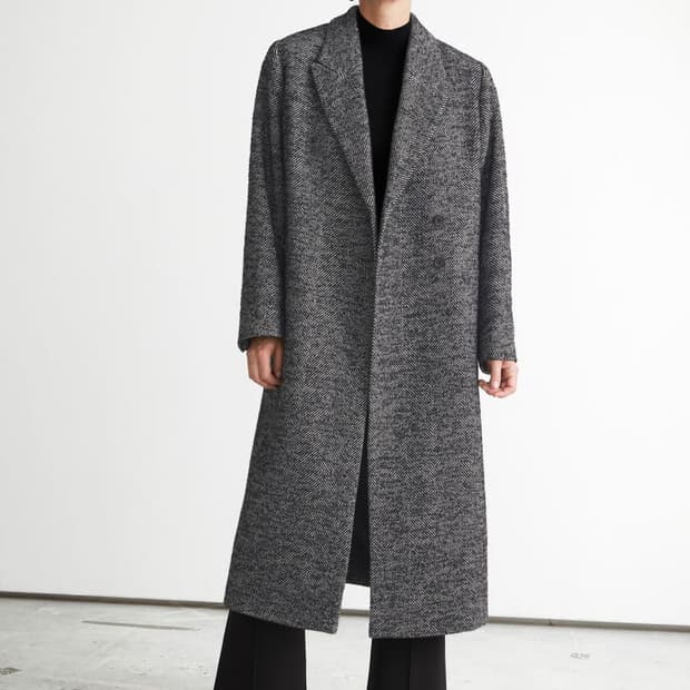 앤아더스토리즈 버튼 울 코트(실사첨부)