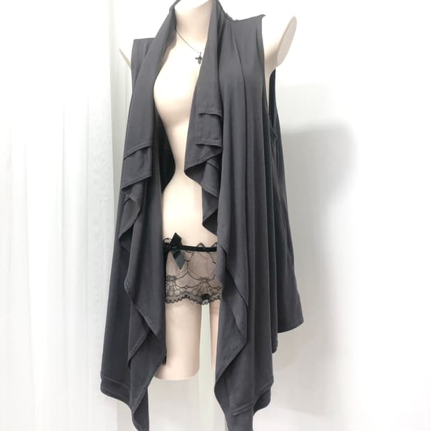archive front drape charcoal vest