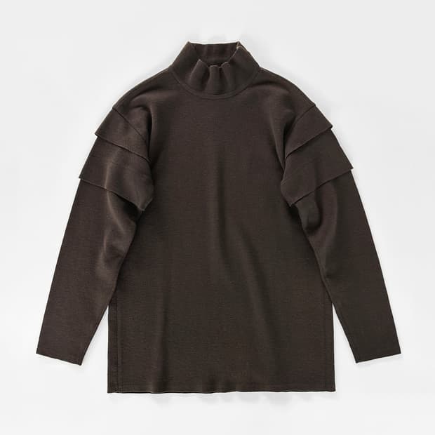 80s 이세이 미야케 울 티어드 숄더 모크넥 니트