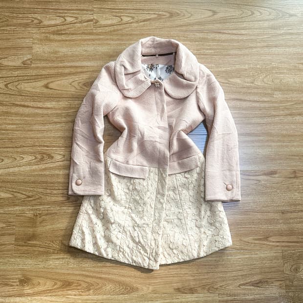 빈티지 핑크 레이스 리본 코트 히메갸루 로걀 라떼 페어리 모리걸 발레코어