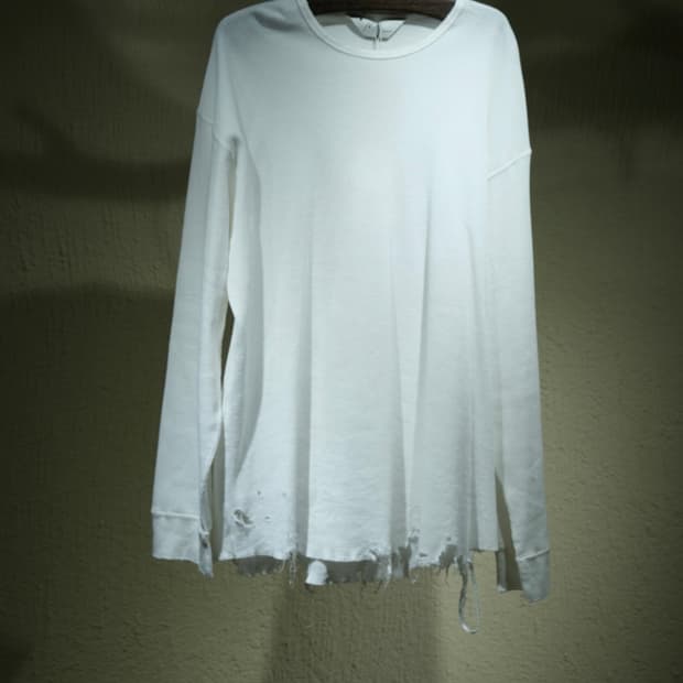 안셀름 25ss 데미지 와플 롱슬리브 2 white