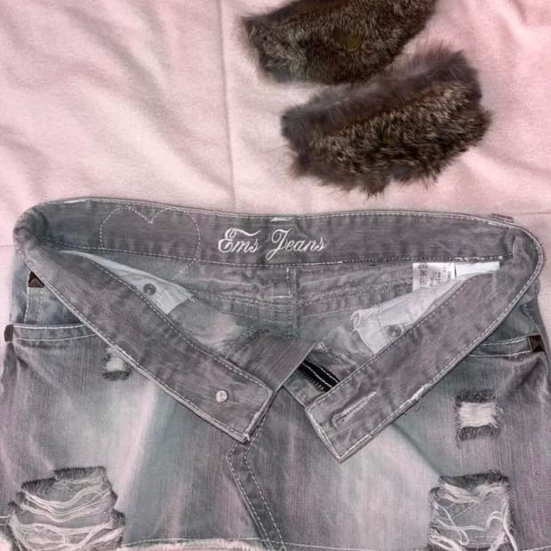 갸루 로우라이즈 초미니 퍼스커트 투웨이 연청 일브빈티지 털치마