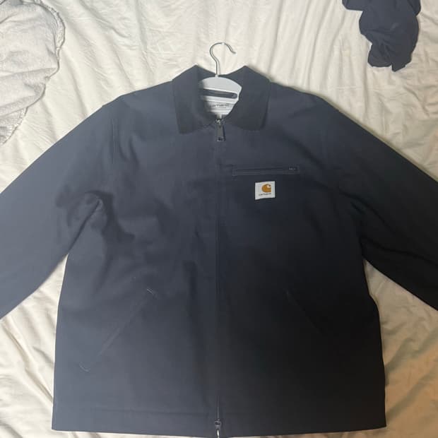 칼하트 WIP 라인드 디어본 캔버스 디트로이트 자켓 블루 리지드 - 윈터