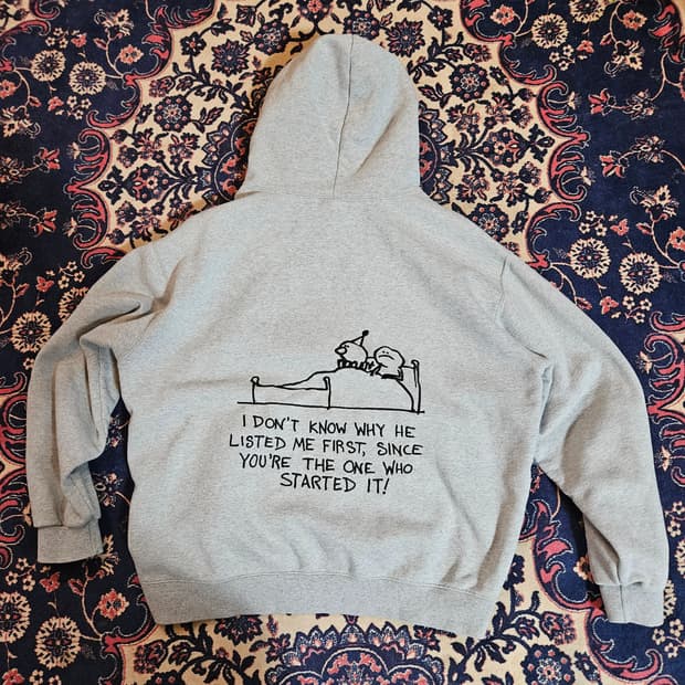 꼼파뇨 일러스트 타투 기모 후드 M size