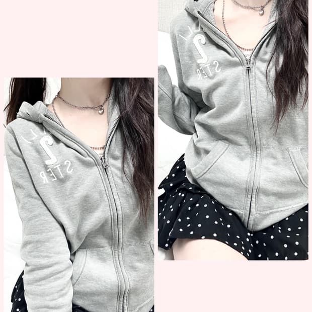 홀리스터 자수로고 그레이 후드집업