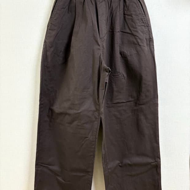 스파오 라이트 코튼 와이드 밴딩 팬츠 M 다크브라운