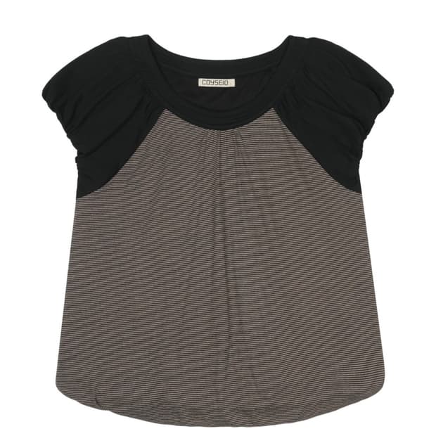 PUFF SHIRRING T-SHIRT BLACK
