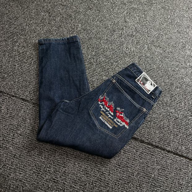 00s MLB 올드스쿨 자수 힙합 와이드 데님 팬츠 4217 