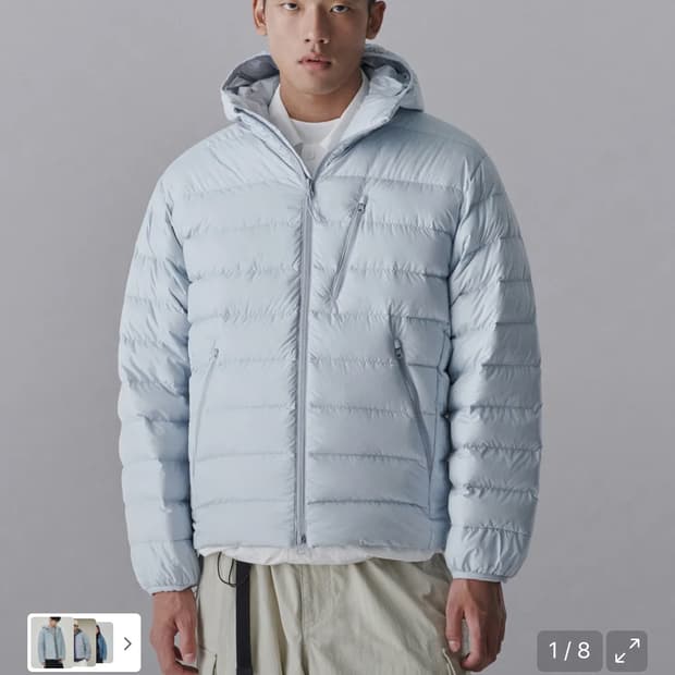 무신사 시티 레저 후디드 라이트 다운 재킷 [클라우디 블루] L