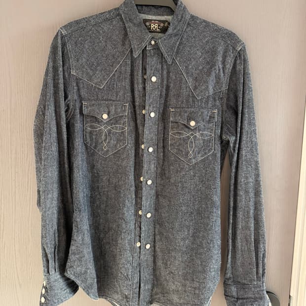RRL 버팔로 웨스턴 셔츠 데님 인디고 린스