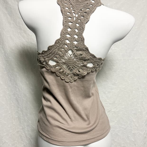 빈티지 페어리 크로쉐 홀터넥 슬리브리스