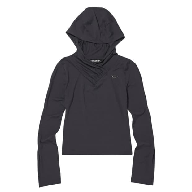 미스치프 후드 셔링 오버랩 탑 차콜 (M)