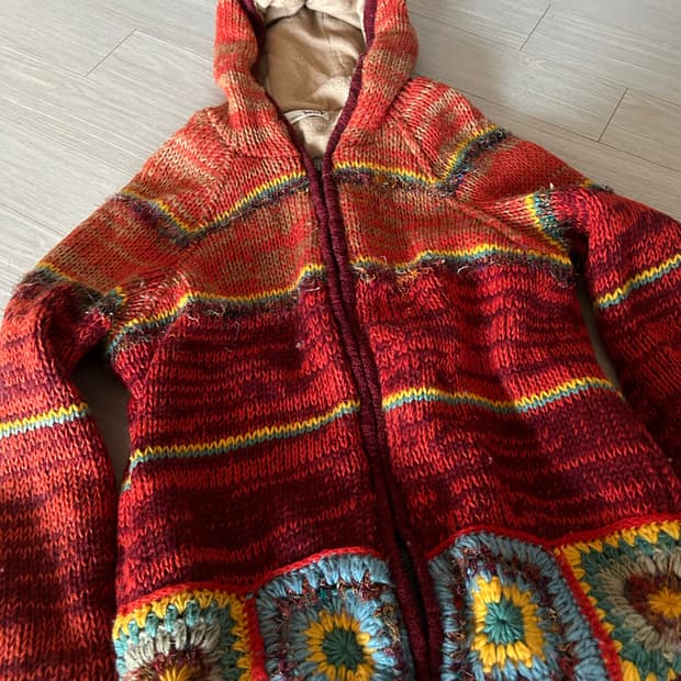 티티카카 레드 후드 가디건 빈티지 모리걸
