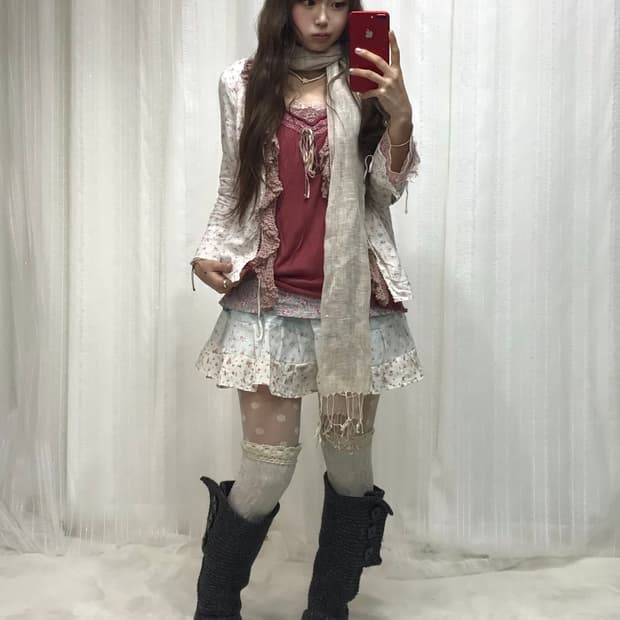 뮤트핑크 잔꽃 패치워크 하구미 페어리 코디세트