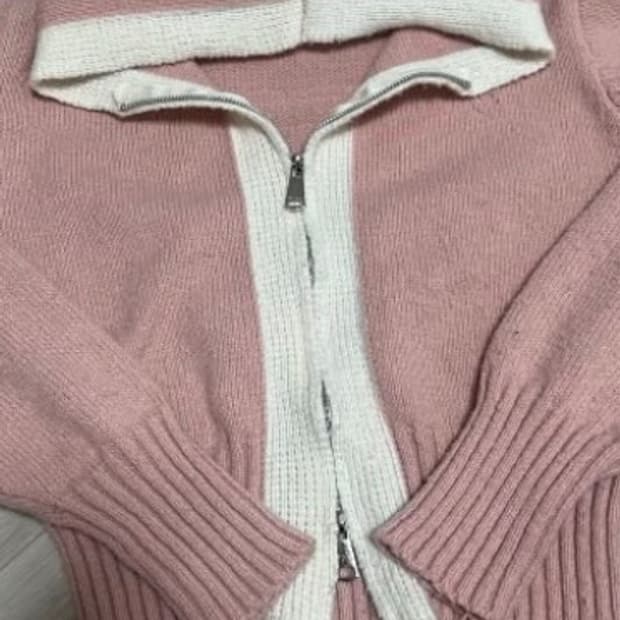 수입의류 니트 배색 후드집업