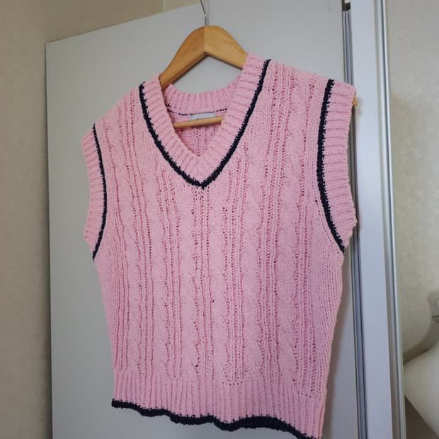 among 어몽 면 꽈배기 조끼 베스트