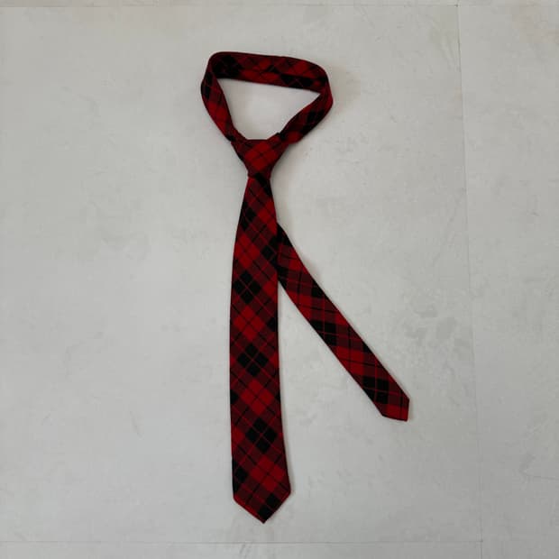 레드 체크 넥타이 