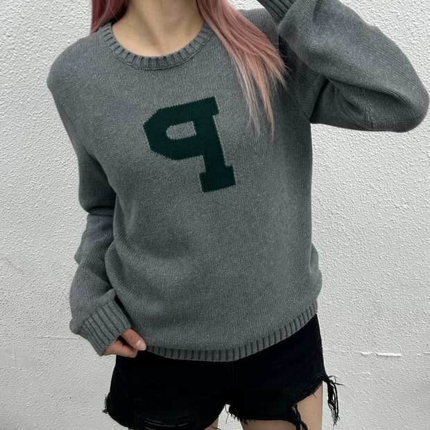 폴로 랄프로렌 딥그린 자수 차콜 니트 XL