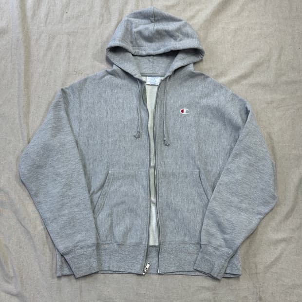 챔피온 리버스위브 그레이 후드집업 L