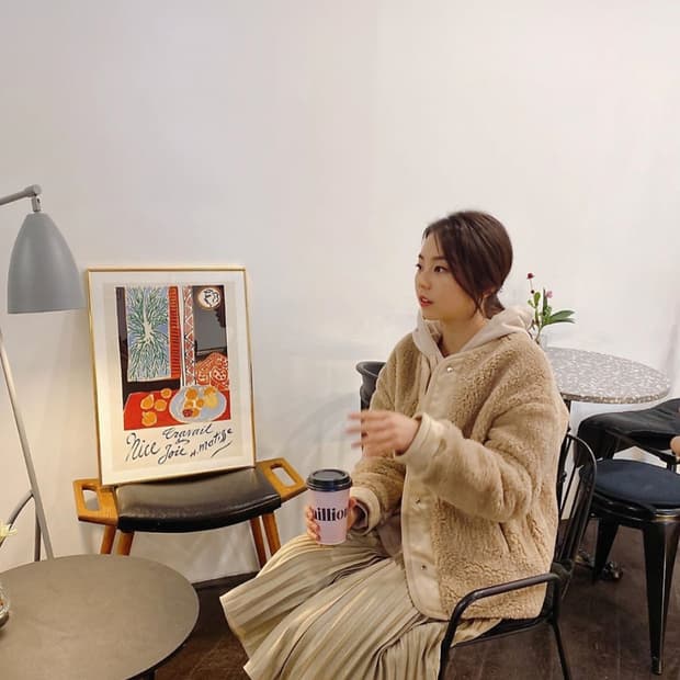 SJSJ 안감기모 후드 티셔츠 플리츠 원피스 44~55사이즈