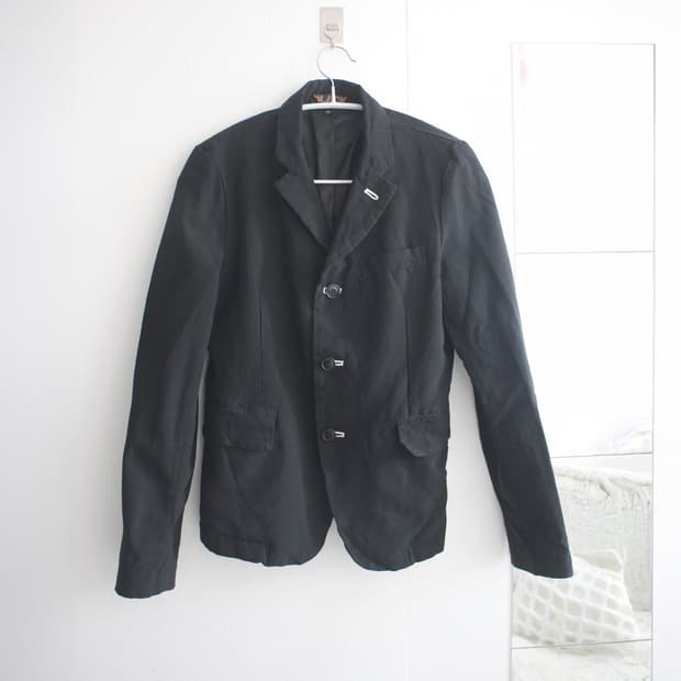 black white stitch boiled jacket