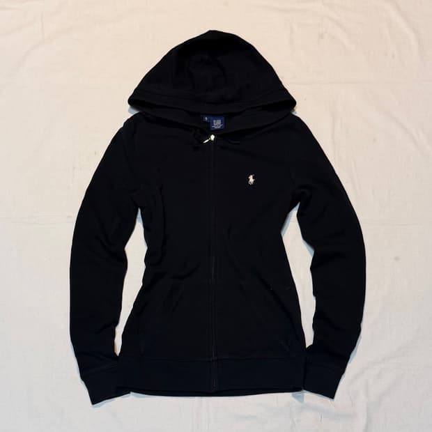 폴로 랄프로렌 딱붙핏 포니 후드집업 블랙 화이트