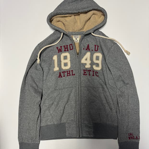 공용 후아유 y2k 스펠아웃 보아털 후드집업 아베크롬비 느낌!!