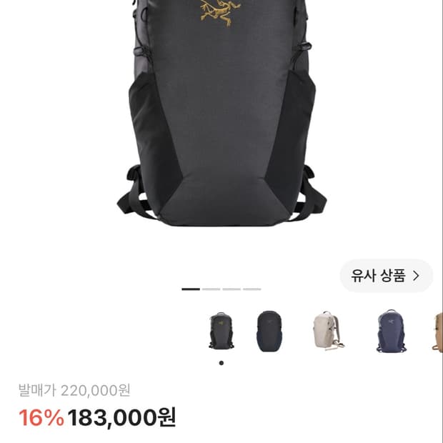 아크테릭스 맨티스 16 백팩 블랙