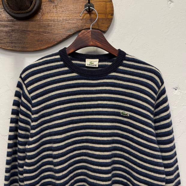 77) Lacoste Striped Wool Crewneck Knit S