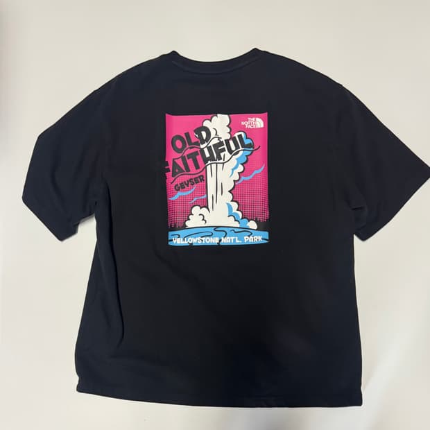 노스페이스 뒷 프린팅 하이렌드 반팔 티셔츠 XL ~ 2XL 블랙