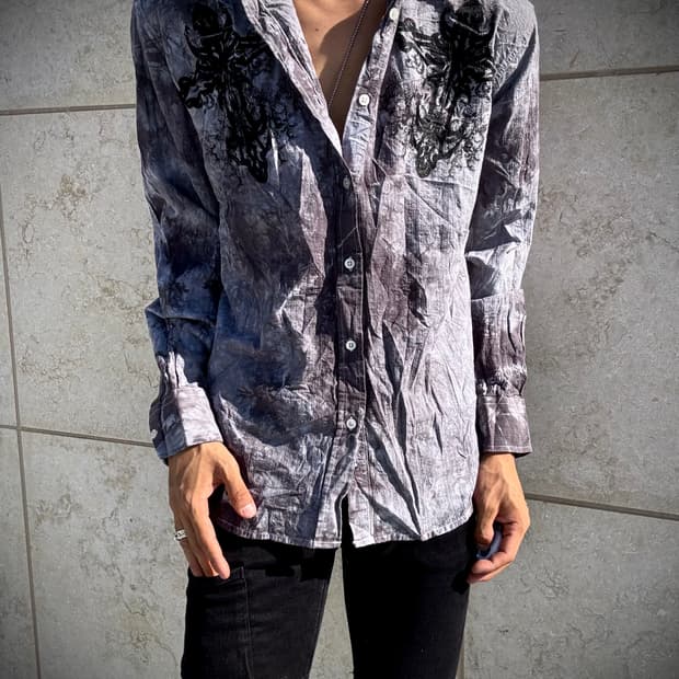“Vintage”00’s V-Kei Cross& Wings Print S