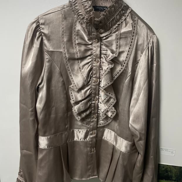 빈티지 브라운 블라우스 모리걸 로리타상의