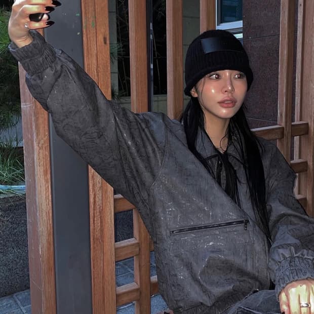 트리밍버드 롤업 로고 패치 비니