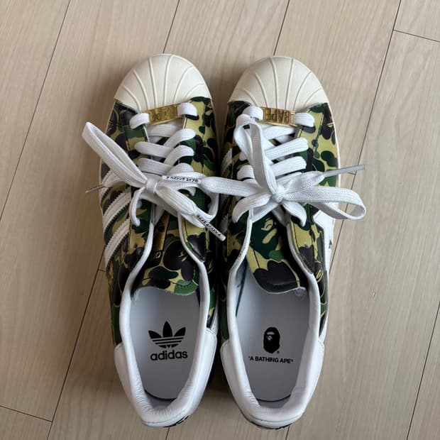 아디다스 x 베이프 슈퍼스타 80s 그린 카모 255