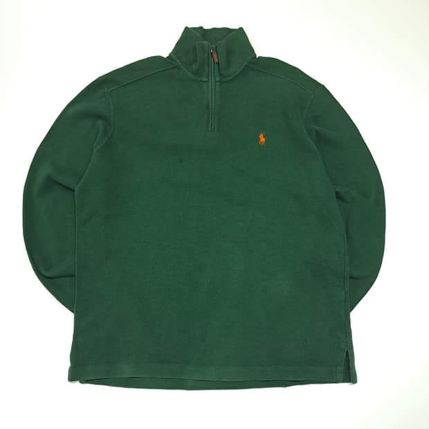 CL431 M 폴로 00s 코튼 가죽풀러 오렌지포니 그린 하프집업 니트